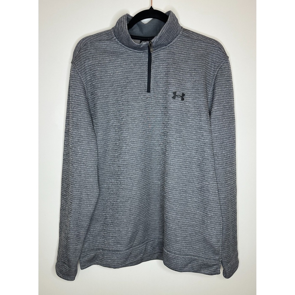 Under Armour Mens Storm Sweaterfleece Quarter-Zip Grey Striped 1373674 Large - Picture 11 of 11